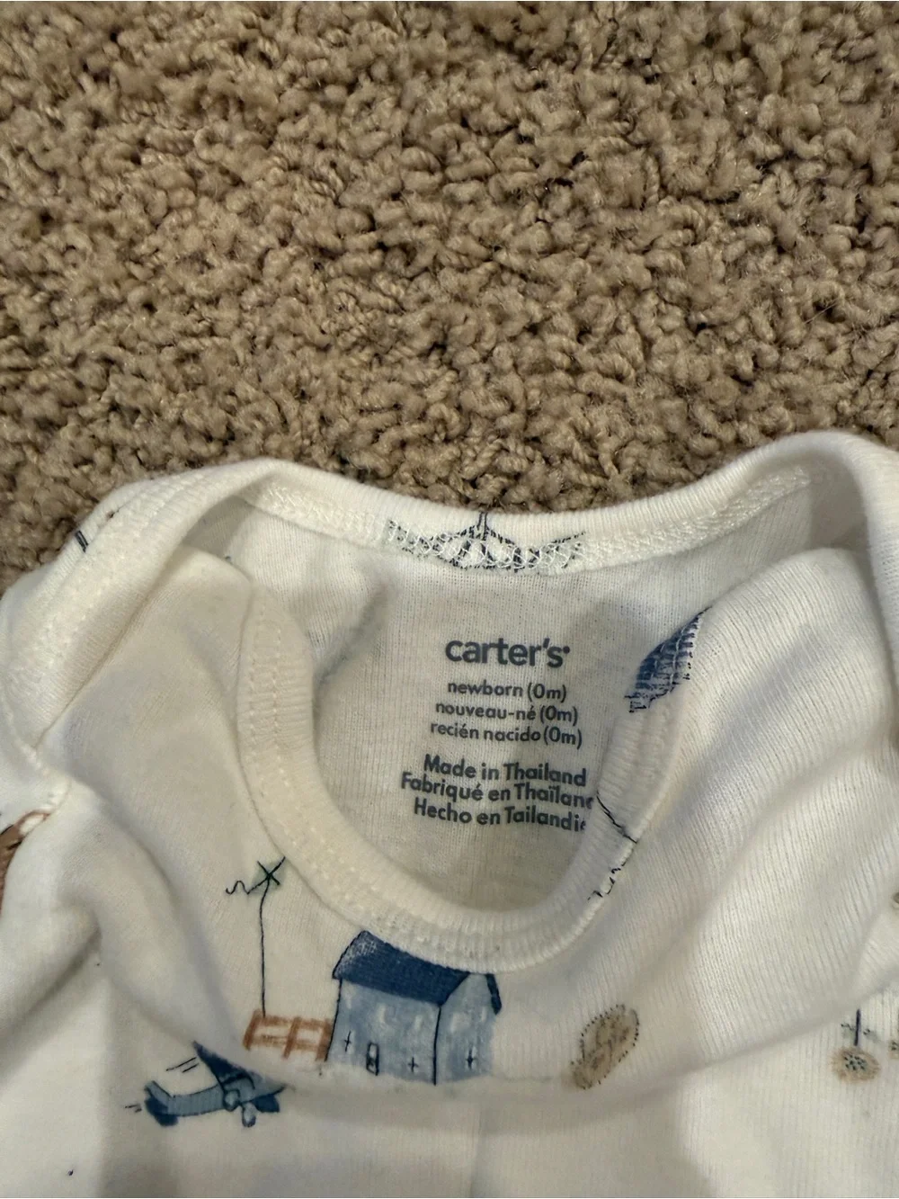 Carter’s Long Sleeve Sleep Gown Set in Blue Stripe & Rural Farm Print (Newborn)
